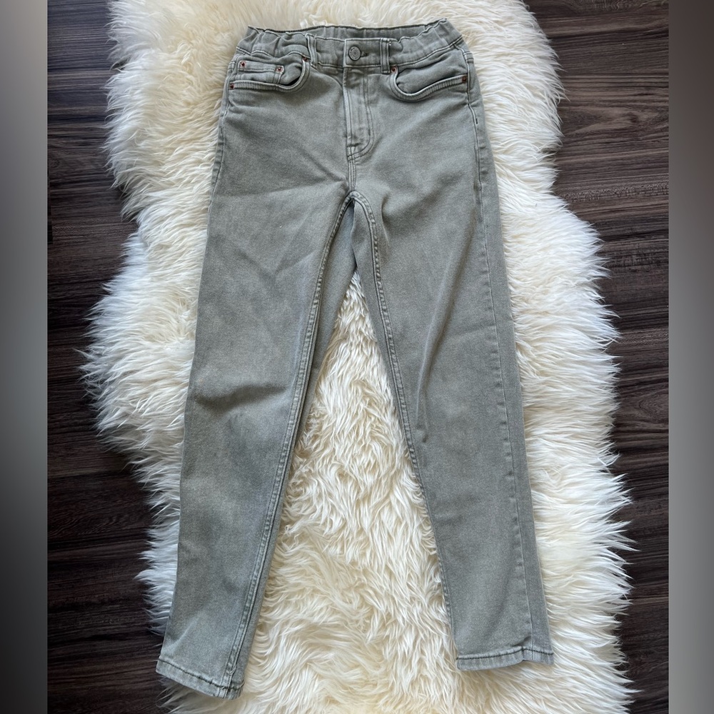Khaki Green Kids Denim Pants
